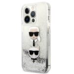 Karl Lagerfeld KLHCP13LKICGLS iPhone 13 Pro / 13 6,1" silver hardcase Liquid Glitter Karl&Cho - imagine 2