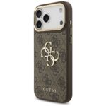 Guess 4G Big 4G Classic Logo Big Strap Metal Buttons Case for iPhone 17 Pro Max Brown - imagine 2