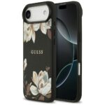 Guess Grained Flowers Classic Logo MagSafe case for iPhone Air black
