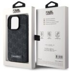 Karl Lagerfeld KLHMP15LPKHPORPK iPhone15 Pro 6.1" hardcase black Leather Monogram Metal Logo MagSafe - imagine 8