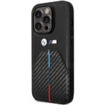 Case BMW BMHCP14L22NSTB iPhone 14 Pro 6.1" black Stamped Tricolor Stripe - imagine 2