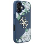 Case Guess Grained Roses Big 4G logo for iPhone 16 blue - imagine 4