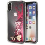 Guess GUHCPXGLHFLRA iPhone X/Xs raspberry hard case Glitter Hearts