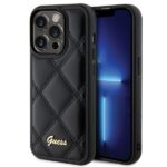 Guess GUHCP15LPSQSQSK iPhone 15 Pro 6.1" black hardcase Quilted Metal Logo