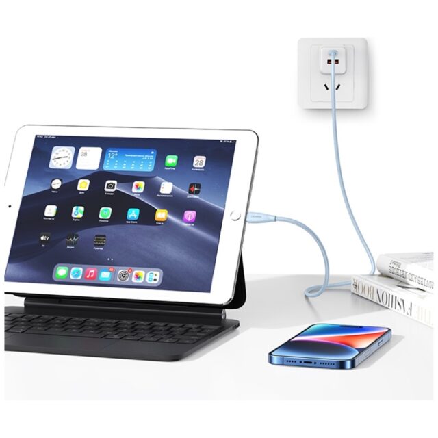 Cable USAMS Green Series SJ717 30W USB-C to Lightning 1m white - imagine 7