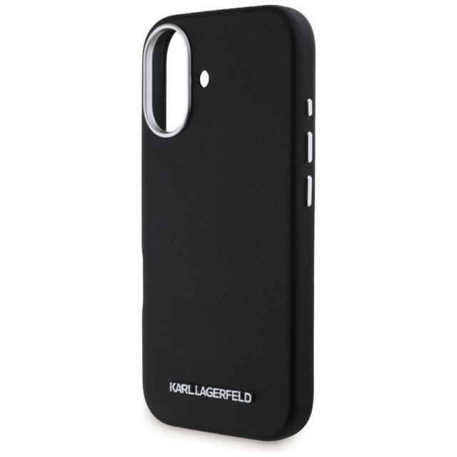 Case Karl Lagerfeld Saffiano Full Wrapped Elongated Metal Logo MagSafe for iPhone 16 black - imagine 6