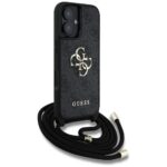 Case Guess 4G Big Logo Cord Stap Crossbody for iPhone 16 Plus black - imagine 3