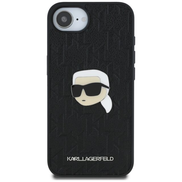 Case Karl Lagerfeld Monogram Karl Head Pin for iPhone 16e black - imagine 3