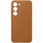Samsung EF-VS916LA S23+ S916 camel Leather Cover case - imagine 2
