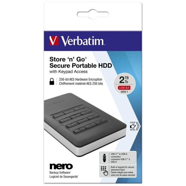Portable external HDD Verbatim Store n Go with keyboard 2TB black 53403 - imagine 8
