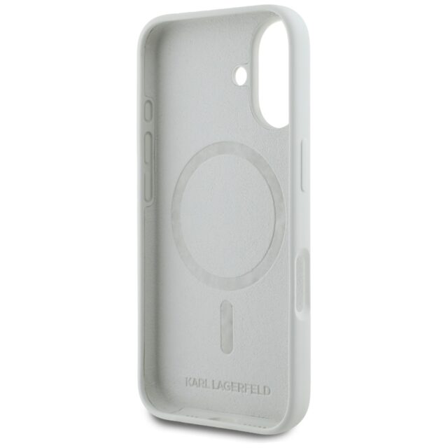 Case Karl Lagerfeld Silicone Double Heads And Circle MagSafe for iPhone 16 beige - imagine 7