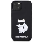 Karl Lagerfeld KLHCP14S3DRKHNK iPhone 14/ 15 / 13 6.1" black hardcase Rubber Choupette 3D - imagine 3