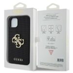 Guess GUHCP15SPSP4LGK iPhone 15 / 14 / 13 6.1" black hardcase Leather Perforated 4G Glitter Lo - imagine 8