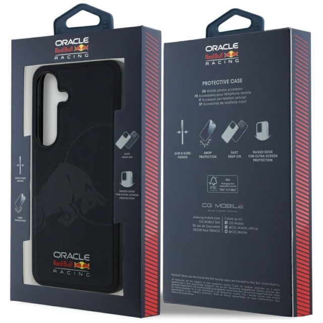 Case Red Bull Leather Meshed Debossed Bull MagSafe for Samsung Galaxy S25 navy - imagine 8