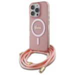 Guess GUHMP16LHCTSGNSP iPhone 16 Pro 6.3" pink hardcase Crossbody Cord Script MagSafe