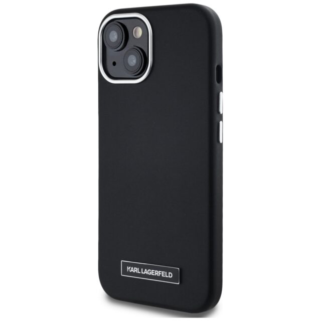 Case Karl Lagerfeld  FW Metal Plate MagSafe for iPhone 15 black - imagine 2