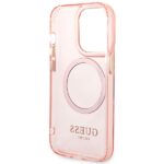 Guess GUHMP14XHTCMP iPhone 14 Pro Max 6,7" pink hard case Gold Outline Translucent MagSafe - imagine 7