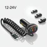 USAMS Car charger C37 1xUSB+1xUSB-C 60W + Lightning cable 30W PD+QC Fast Charge black CC193CC0 - imagine 9