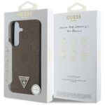 Case Guess Grained Hot Stamp Peony Pattern Triangle Logo MagSafe for Samsung Galaxy S25 brown - imagine 8