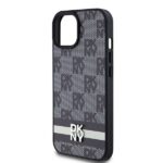 DKNY DKHCP14SPCPTSSK iPhone 14 / 15 / 13 6.1 inch black hardcase Leather Checkered Mono Pattern & Pr - imagine 6