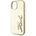 Case Karl Lagerfeld Wrinkled Metal Signature for iPhone 15 gold - imagine 6
