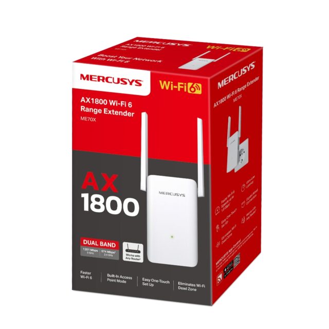 Mercusys ME70X | WiFi range extender | WiFi6, AX1800 Dual Band, 1x RJ45 1000Mb/s - imagine 3