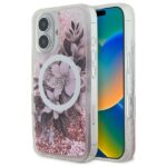 Guess GUHMP16SLFMWTP iPhone 16 6.1" pink hardcase Liquid Glitter Flower MagSafe