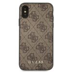 Guess GUHCI65G4GFBR iPhone Xs Max brown hard case 4G Metal Gold Logo - imagine 3