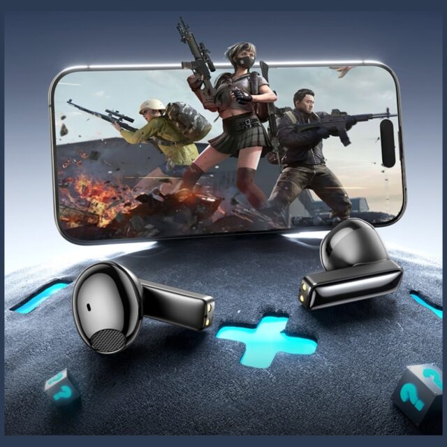 Wireless headphones AWEI TP100 ENC   Bluetooth 5.4 TWS + docking station black - imagine 7