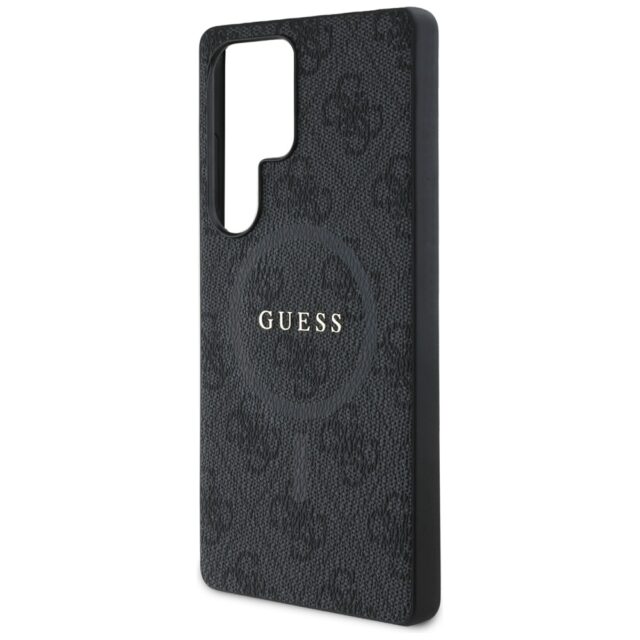Case Guess Leather 4G Colored Ring Classic Logo MagSafe Samsung Galaxy S25 Ultra black - imagine 6