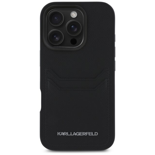 Case Karl Lagerfeld HC Grained PU Cardslot Metal Elong for iPhone 16 Pro Max black - imagine 3