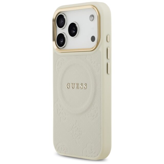 Case Guess Peony Hot Stamp MagSafe for iPhone 17 Pro beige - imagine 2