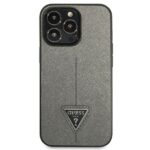 Guess GUHCP14XPSATLG iPhone 14 Pro Max 6,7" silver hardcase SaffianoTriangle Logo - imagine 3