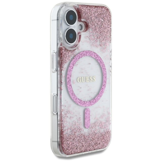Guess HC Resin Bottom Glitter iPhone 16 MagSafe Case Pink - imagine 4