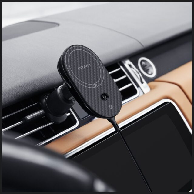 Car mount with wireless charger PITAKA MagEZ Pro 2 Qi2 15W NFC MagSafe black grey - imagine 8