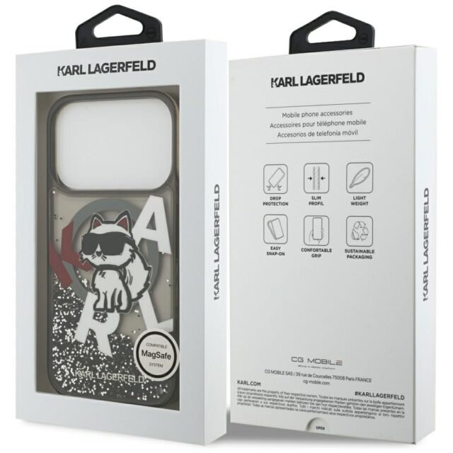 Karl Lagerfeld Liquid Glitter Choupette Logo MagSafe Case for iPhone 17 Pro Black - imagine 8