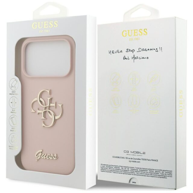 Guess Silicone Big 4G Script Case for iPhone 17 Pro Pink - imagine 8