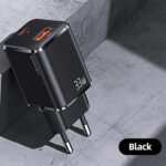 USAMS wall charger 1xUSB-C+1xUSB T43 33W PD3.0 + QC3.0 + U63 cable USB-C to Lightning black USKT - imagine 2