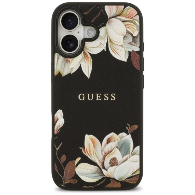 Guess Grained Flowers Classic Logo MagSafe case for iPhone 17 black - imagine 3