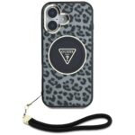 Case Guess HC IML Leopard Triangle Cord Strap for iPhone 16 MagSafe black - imagine 2