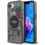 Case Guess IML Flowers MagSafe for iPhone 16e black