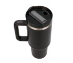 Black Forest | Thermo mug with straw | thermos with handle, 1200ml, black - imagine 2