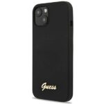 Guess GUHCP13MLSLMGBK iPhone 13 / 14 / 15 6.1" black hardcase Silicone Script Gold Logo