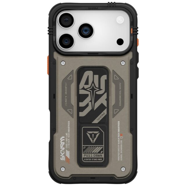 Case Skinarma Aegis for iPhone 17 Pro Max Magnetic Charging + Grip Stand grey - imagine 3