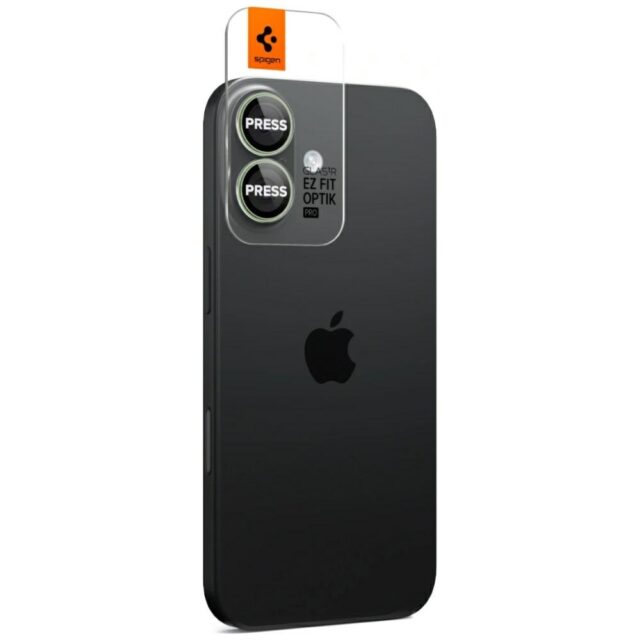 Spigen Optik Pro Glas.TR "EZ FIT" Camera Protector 2pcs for iPhone 17 / 16 / 16 Plus green - imagine 6