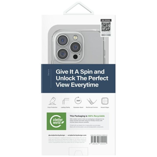 Case UNIQ Swivix for iPhone 16 Pro 360 Rotating Kickstand transparent - imagine 5