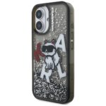 Case Karl Lagerfeld Liquid Glitter       Choupette Logo MagSafe for iPhone 16 black - imagine 2