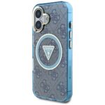 Case Guess IML Metal Glitter 4G Circle Triangle MagSafe for iPhone 16 blue - imagine 2