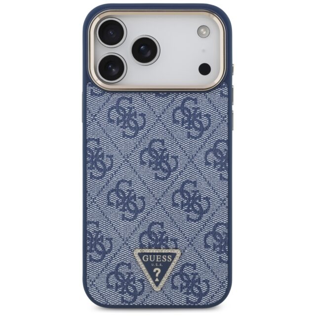 Case Guess 4G Triangle Logo MagSafe for iPhone 17 Pro Max blue gold - imagine 3