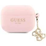 Guess GUAP2LECG4P AirPods Pro 2 (2022/2023) cover pink Liquid Silicone Glitter Triangle Charm - imagine 2